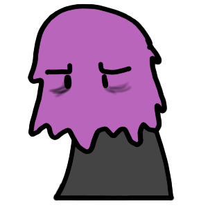 Emote of the slime with a flat expression and a black collar