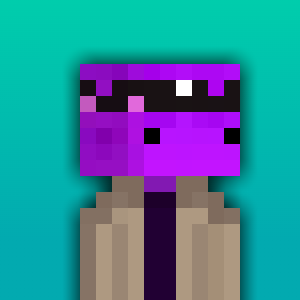 Head and shoulders of the Minecraft skin on a teal gradient