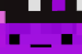 Close crop of the pixel face: headband above two square eyes and a flat mouth