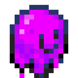 The pixel slime ball animated, its drips cycling