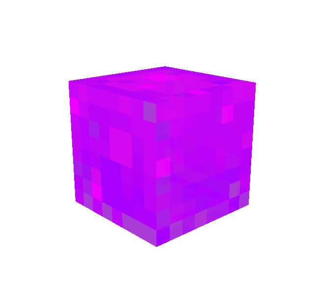 A purple Minecraft slime block, its surface shimmering