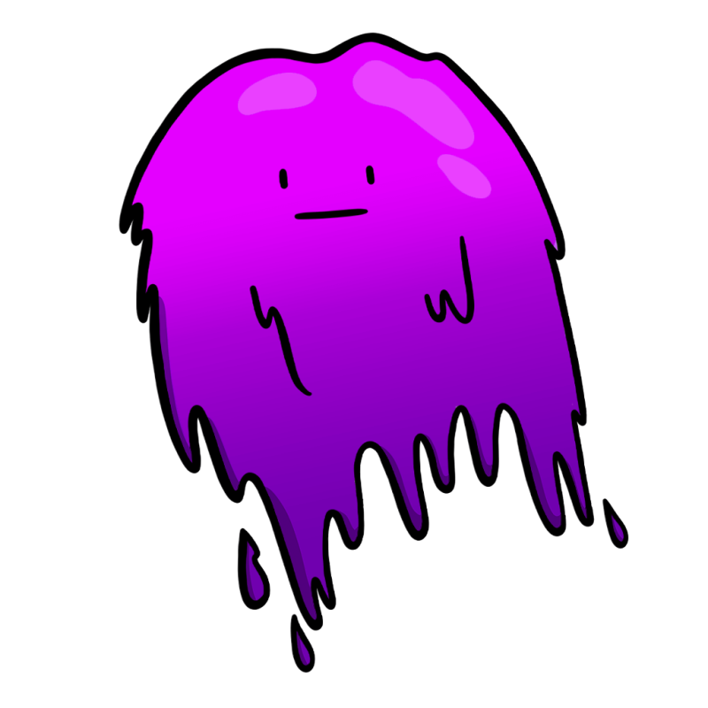 The Keehan slime mascot, purple with a dripping bottom edge