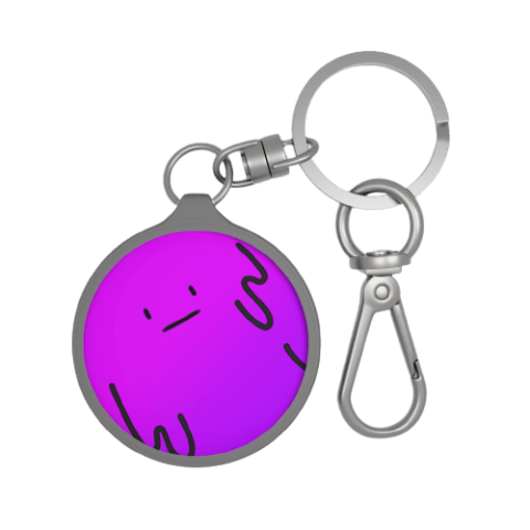 Round keyring tag printed with the purple slime mascot