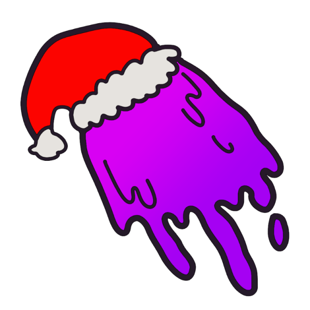 The slime wearing a santa hat