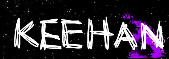 The word Keehan drawn by hand in a dripping brush script