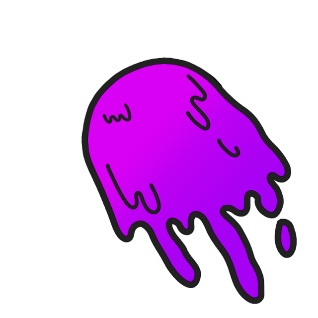The sideways slime with no face at all, drips trailing off to the right