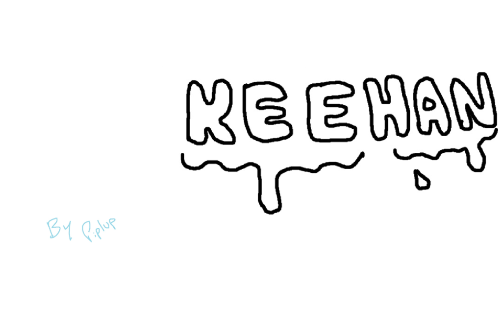 The same dripping Keehan lettering as a black outline on white, signed By Piplup